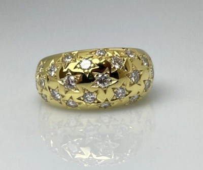 MODERN UNIQUE RING with approx. 1.50 ct. BRILLIANT TW-VVS, 18ct. YELLOW GOLD