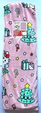 Hello Kitty Christmas Tree Candy Cane Stars TWIN 60 x 90" PINK Throw Blanket NWT