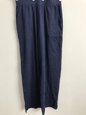 Denim Co. Beach Petite Wide Leg Full Length Pant - Navy sz PXSmall a593005