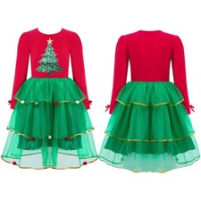 Kids Girls Christmas Costume Mesh Tutu Dress Role Play Festival Dress Party