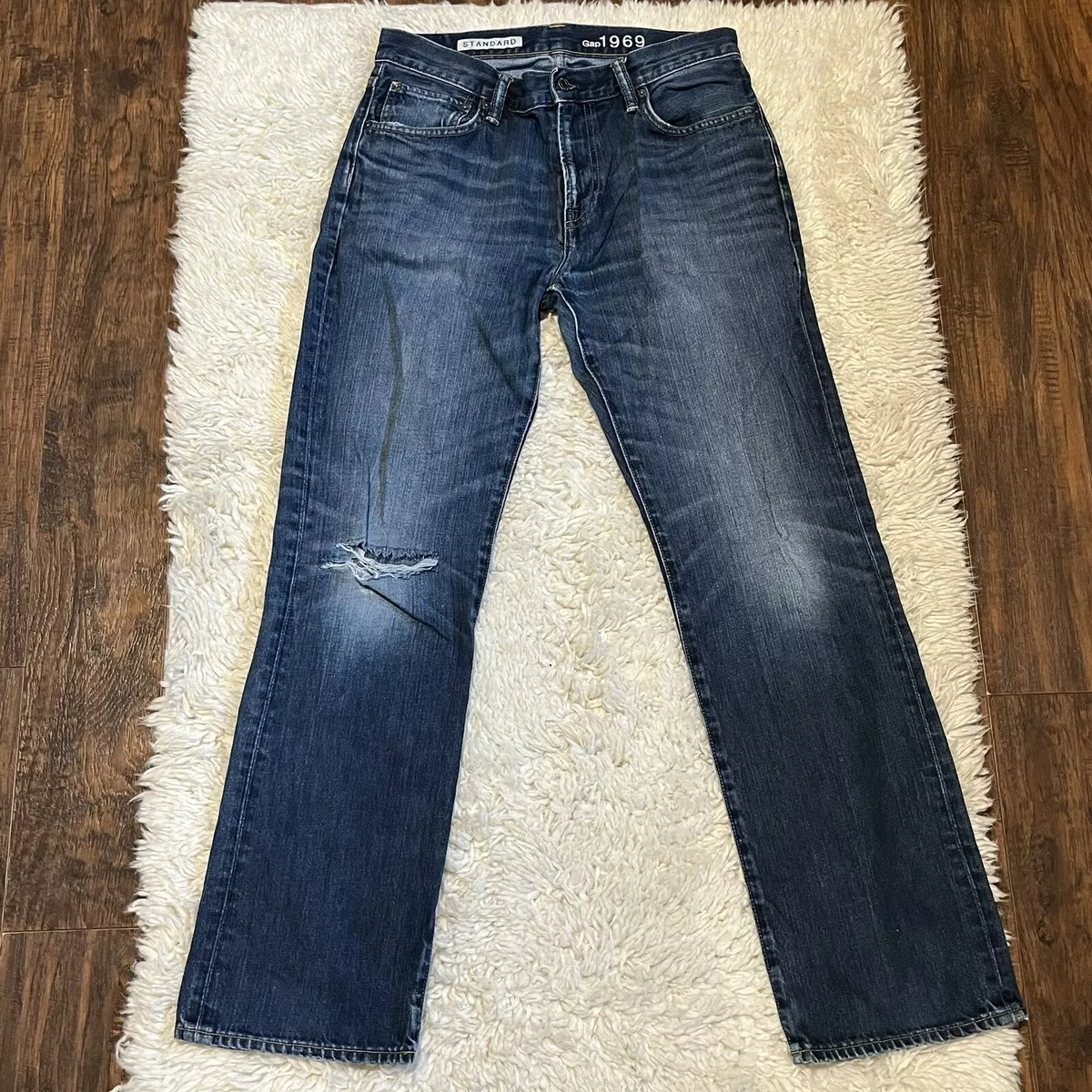 Gap 1969 Jeans Mens Size 31x32 Blue Standard Fit Denim Medium Wash