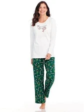 NEW Choose Sz Christmas Holiday PEPPERMINT KISSES Comfy 2 Pc Pajama Lounge Set