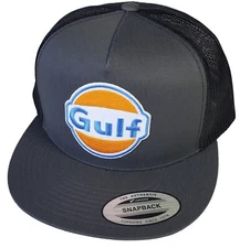 GULF Racing Oil Co. Embroidered Patch Trucker Hat/YP Classics 6006 Charc/Black 
