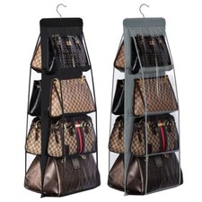 Hanging Handbag Organizer Rack Closet Display 6 Pocket Clear Storage Hanger