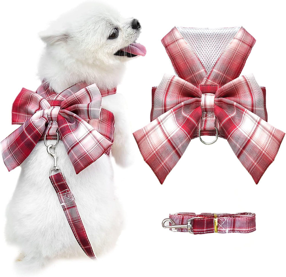 Dog Harness for Small Dogs with Bow Small Harness for Girl Dogs with D-Ring Soft