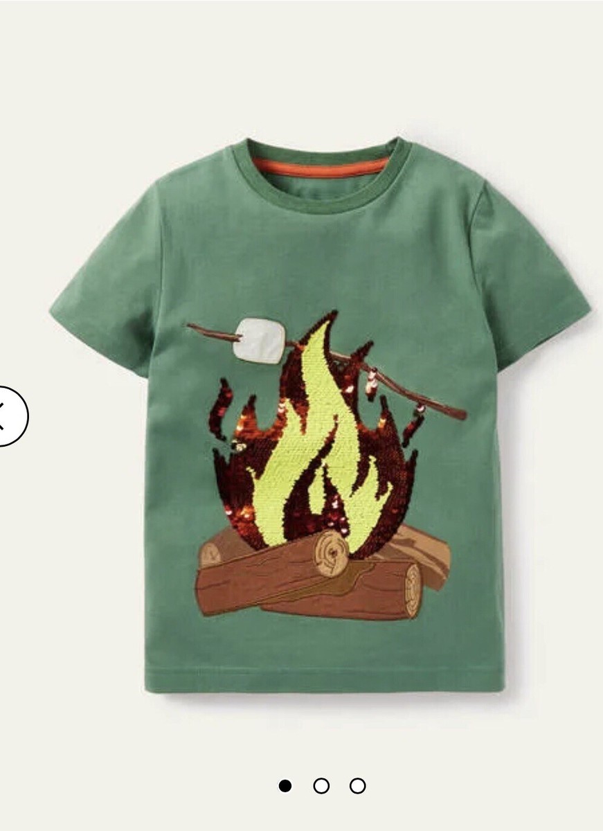 HTF NWT Mini Boden Sequin Campfire T-Shirt | eBay