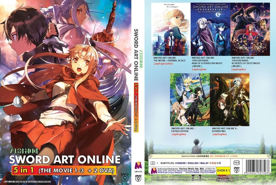 ANIME DVD SWORD ART ONLINE LA PELÍCULA 1-3 + 2 ÓVULOS DOBLADO EN INGLÉS + ENVÍO GRATUITO Foto 3 de 4
