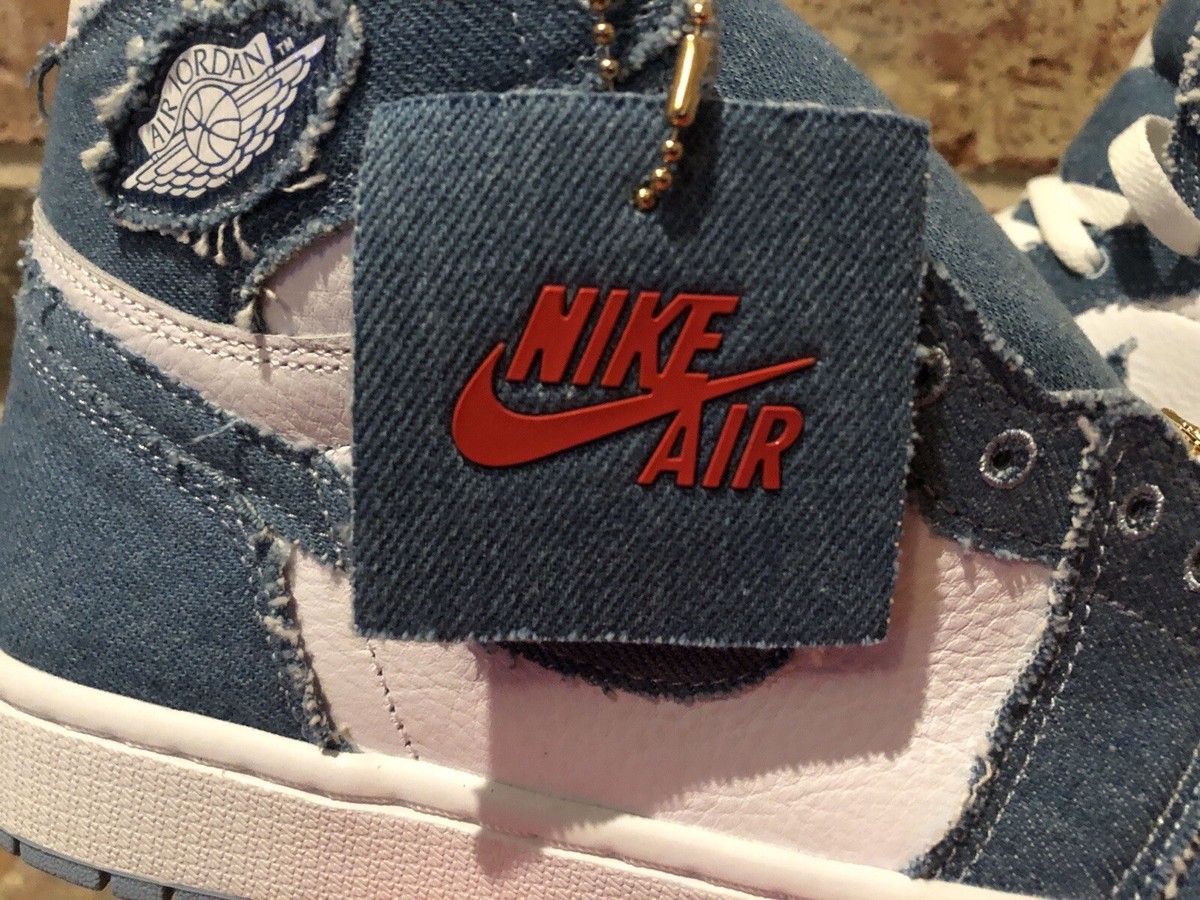 New 11.5 Nike Air Jordan 1 High OG Denim Shoes Blue White DM9036
