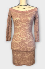 Agaci Womens Sz Med Bodycon Lace Dress Fairy FloralLined Stretch Party Coquette