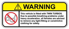 Warning This Vehicle Is Fitted With Twin Turbos Stiker Decal- 356or 8