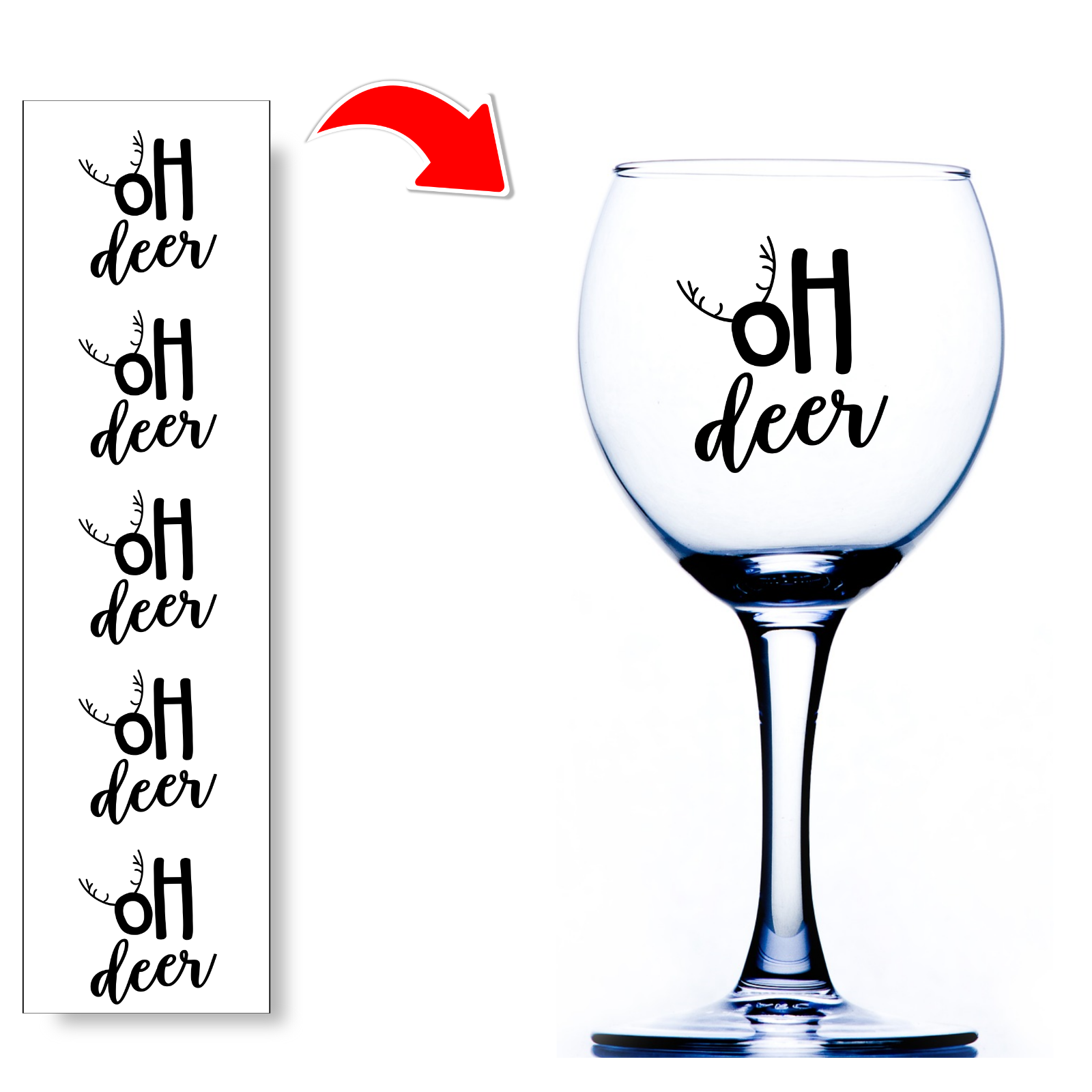 Christmas Wine Glass Stickers Oh Deer Xmas Decals For Glasses and Baubles