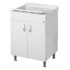 Lavatoio con Mobiletto in Legno da Interno Lavanderia 60x50 Lavandino Pilozzo