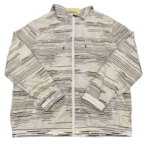Chaqueta cortavientos con capucha a rayas verdes Alfani para hombre talla XL - Imagen 4 de 7