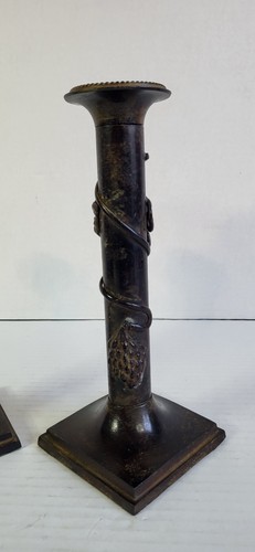 Bronze Sockel Kerzenständer Weinrebenmuster 9,5" hoch 4" Sockel italienischer Stil - Bild 2 von 13