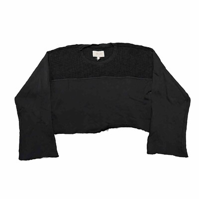Current/Elliott Acture Sweater Cropped Black Destroyed Pullover Size 2 Md