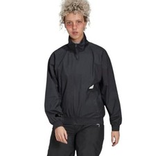 NEW Adidas Womens New Woven Full Zip Track Top Carbon White Black Size S