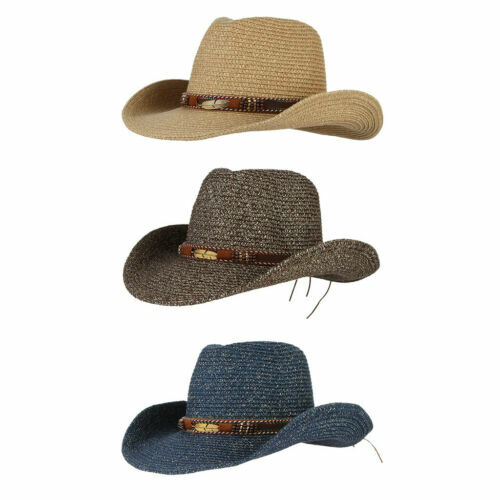 Chapeau Cowboy Cuir Noir - Qualité Haute - Western Outback - Festival Rodéo