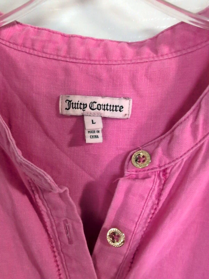 Mini Vestido Juicy Couture Rosa Chicle 100% Lino Talla L Informal Cordón Cintura Foto 4 de 4
