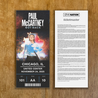 2025 Paul McCartney Got Back Tour Replica Ticket Stub Customizable