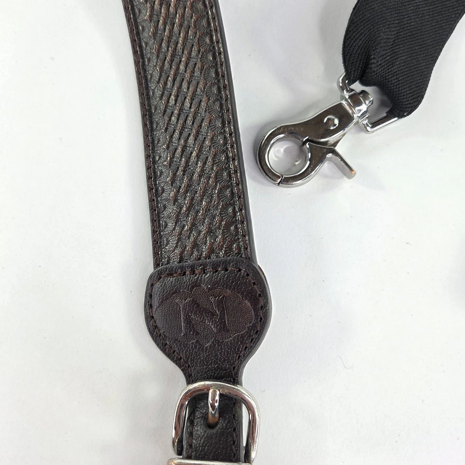 Nocona Belt Co. Western Leather Suspenders Basket Weave Brown Leather N8512402-X - Image 4 of 4