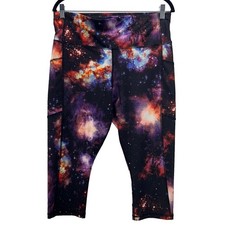 Avia Capri Leggings Large Galaxy Print Gym Workout Activewear Yoga Performance