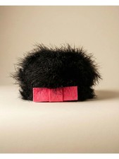 Vintage 1960s Ostrich Feather Hat   Black Feather  Pink Felt Oversized
