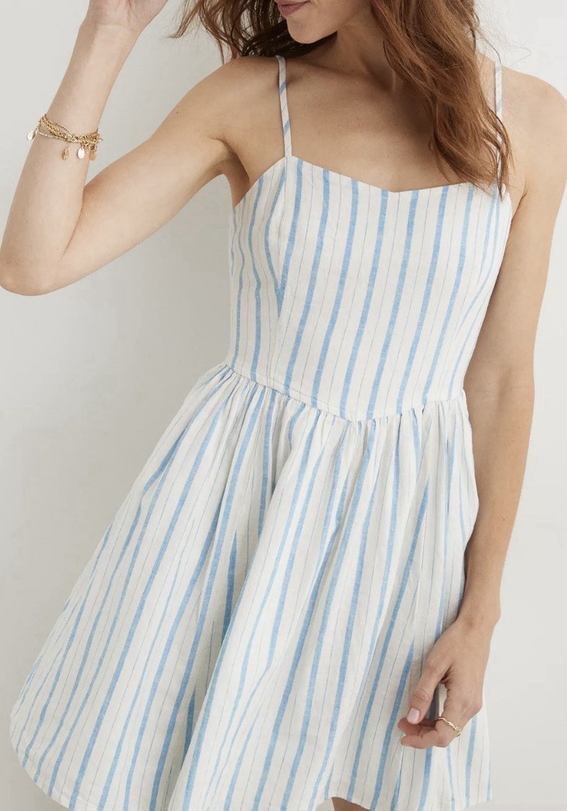 Aerie Love Of Linen Blend Mini Dress White And Blue Stripe Size Large | eBay Aerie Love Of Linen Blend Mini Dress White And Blue Stripe Size Large | eBay