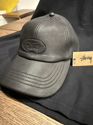 Stussy LOW PROFILE LEATHER STRAPBACK CAP BLACK Brand New W/ Tags