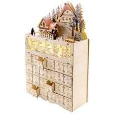 Wooden Christmas  Calendar Countdown to Christmas LED Holiday2519