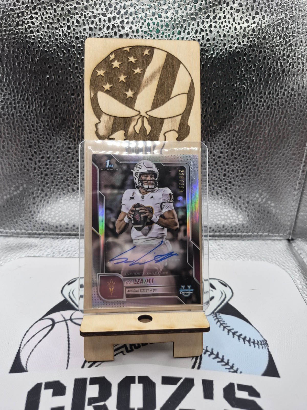 2025 Bowman Chrome U Sam Leavitt 1st Bowman Auto Refractor /299 #BCA-SL ASU QB