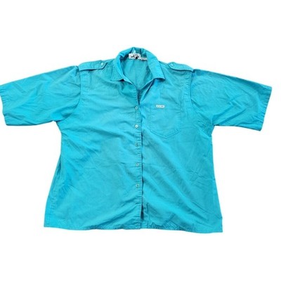 Vintage Golden Wings Shirt Woman's Size 40 Blue Button Up Pocket Western Blouse