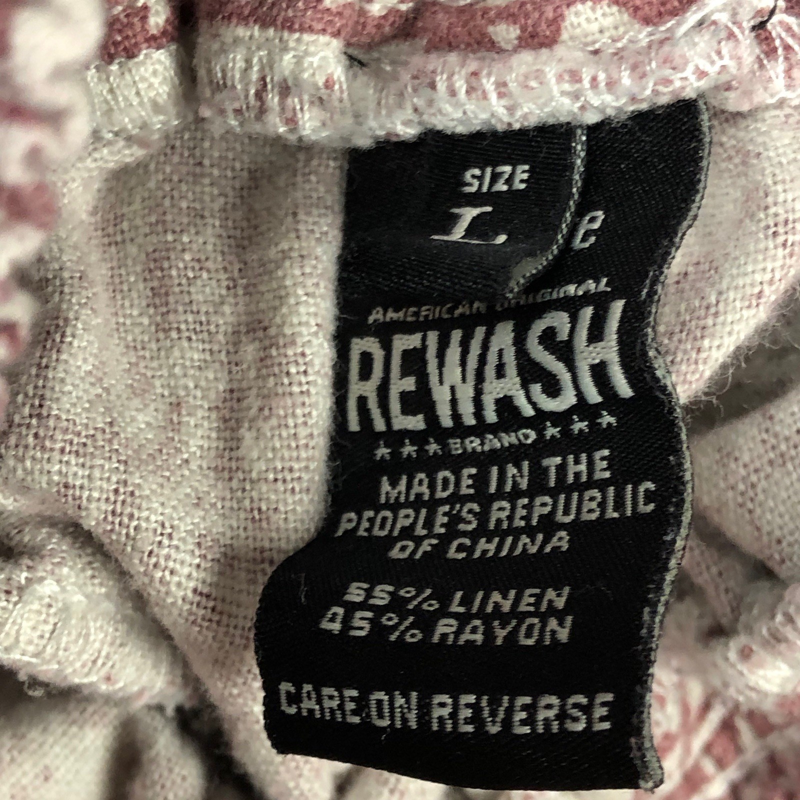 Rewash Sz L Faded Burgundy Casual Wide Leg Pants Stretch Waist *STAINS *READ