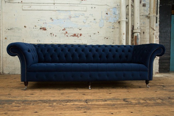 Chesterfield Sofa Samt Viersitzer Design Sofas Polster Couchen Couch Samt 265Cm-image