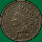 1901 Indian Head Cent Extremely Fine XF Coin, Details #38571