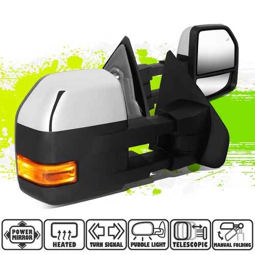 Chrome Powered Heated LED Turn Signal Side Towing Mirrors for Ford F150 04-14