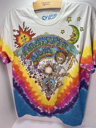 Herren Liquid Blue Grateful Dead Sommer Tour Batik T-Shirt Größe Erwachsene Large