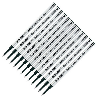 12 Pack - Schmidt 5888 Black Medium Rollerball Metal Refill