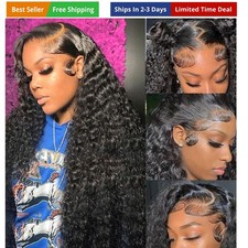 30 Inch Deep Wave Lace Front Wigs Human Hair 200 Density 13x4 HD Lace Frontal...