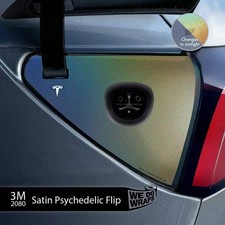 3M Satin Psychedelic Flip Tesla Charge Port Wrap  Model Y