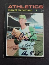 Marcel Lachemann Signed 1971 Topps - Athletics - Autographed