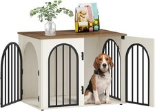 Hzuaneri 31.5 Inch Wooden Dog Crate Furniture End Table White