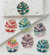 70Pcs Plant leaves color Charm earrings necklace Pendant DIY Jewelry Making