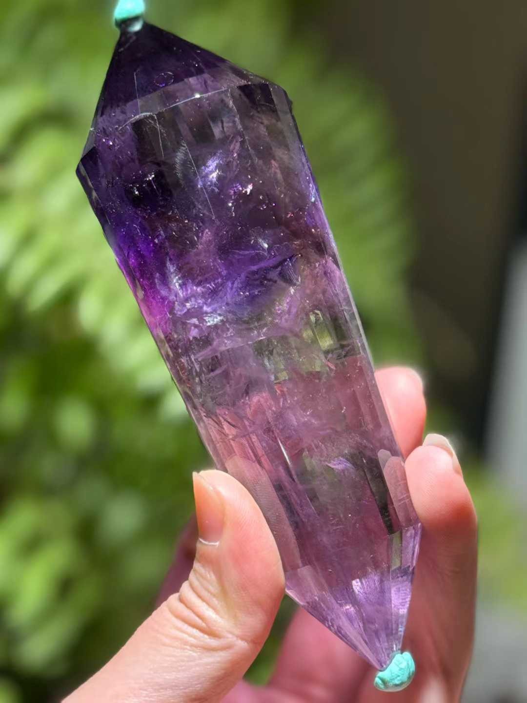 132mm Natural Amethyst Quartz Double Point Crystal Energy Reiki Decor
