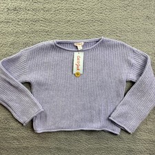 Cat  Jack Sweater Youth Small 6/7 Purple Ribbed Knit Crewneck Pullover NWT