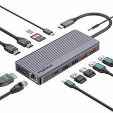 Docking Station Triple Monitors, 13 in 1 USB C Dock with Dual 4k60HZ HDMI, Di...