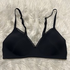 Aerie 34C Bra Black Real Happy Wireless Back Closure Lace Trim