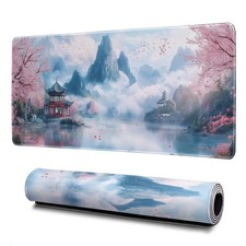 Cherry Blossom Watercolor Mouse Pad Abstract Big Mouse Pad 31.5x11.8 Inch Lan...