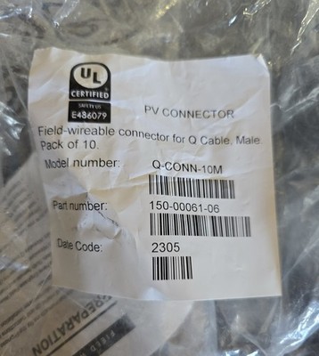 Enphase Q-CONN-10M IQ Male Q Cable Adapter PV Connector 250VAC 20A (Pack 10)