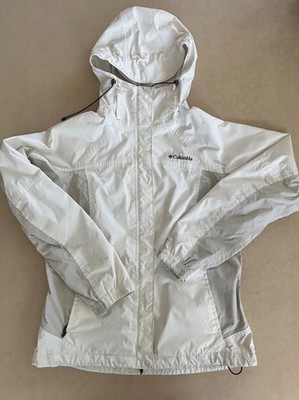 Women's Columbia Omni-Tech Cream Rain Jacket with Hood Full Zip