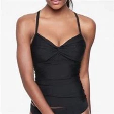 Athleta Womens Twist Front Tankini Top Black Size XS
